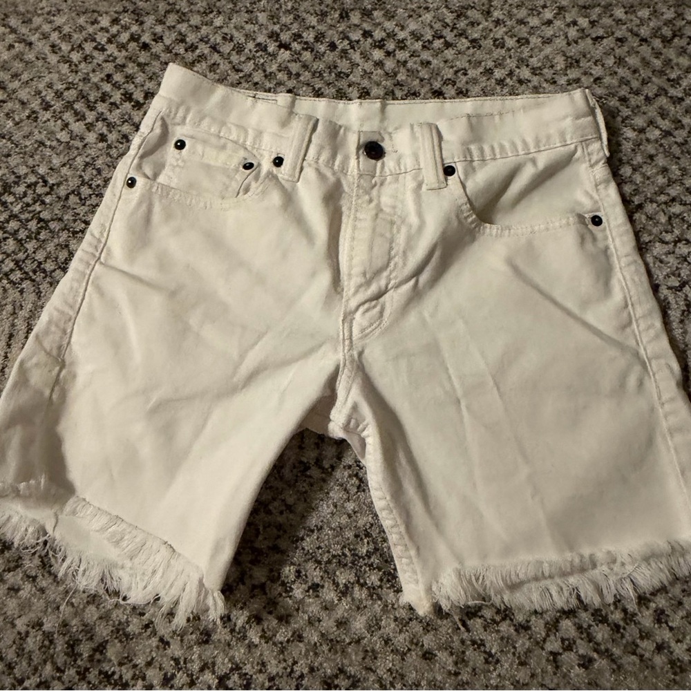 Levi's White Denim Shorts with Classic Back Pocket Stitch